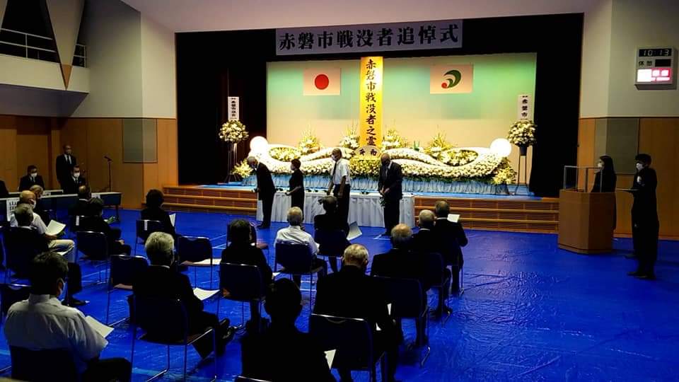 赤磐市戦没者慰霊祭のお手伝いをさせて頂きました。